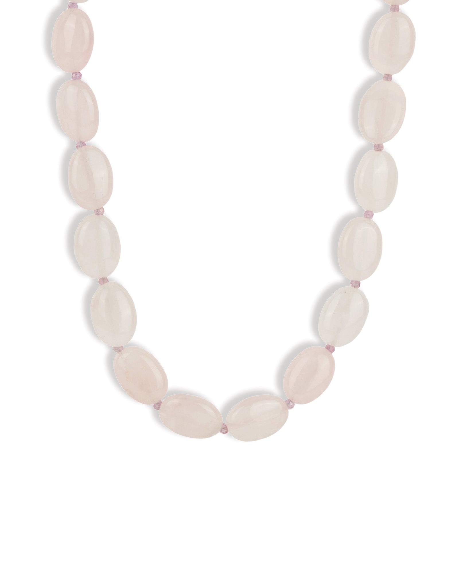 Lunita Luz-Petite Oval Beaded Necklace-Necklaces-Gold, Rose Quartz, Pink Sapphire-Blue Ruby Jewellery-Vancouver Canada