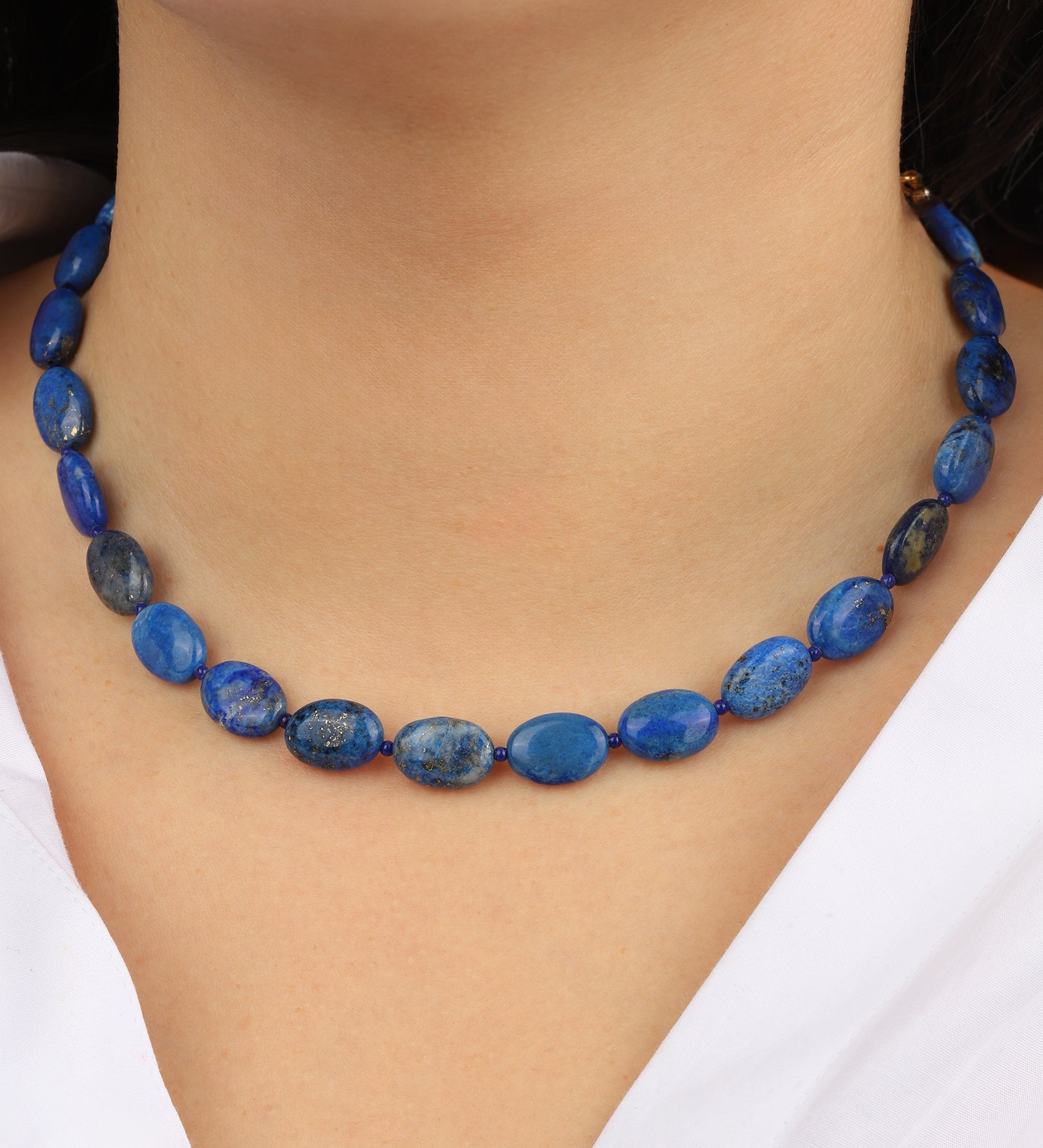 Lunita Luz-Petite Oval Beaded Necklace-Necklaces-Blue Ruby Jewellery-Vancouver Canada