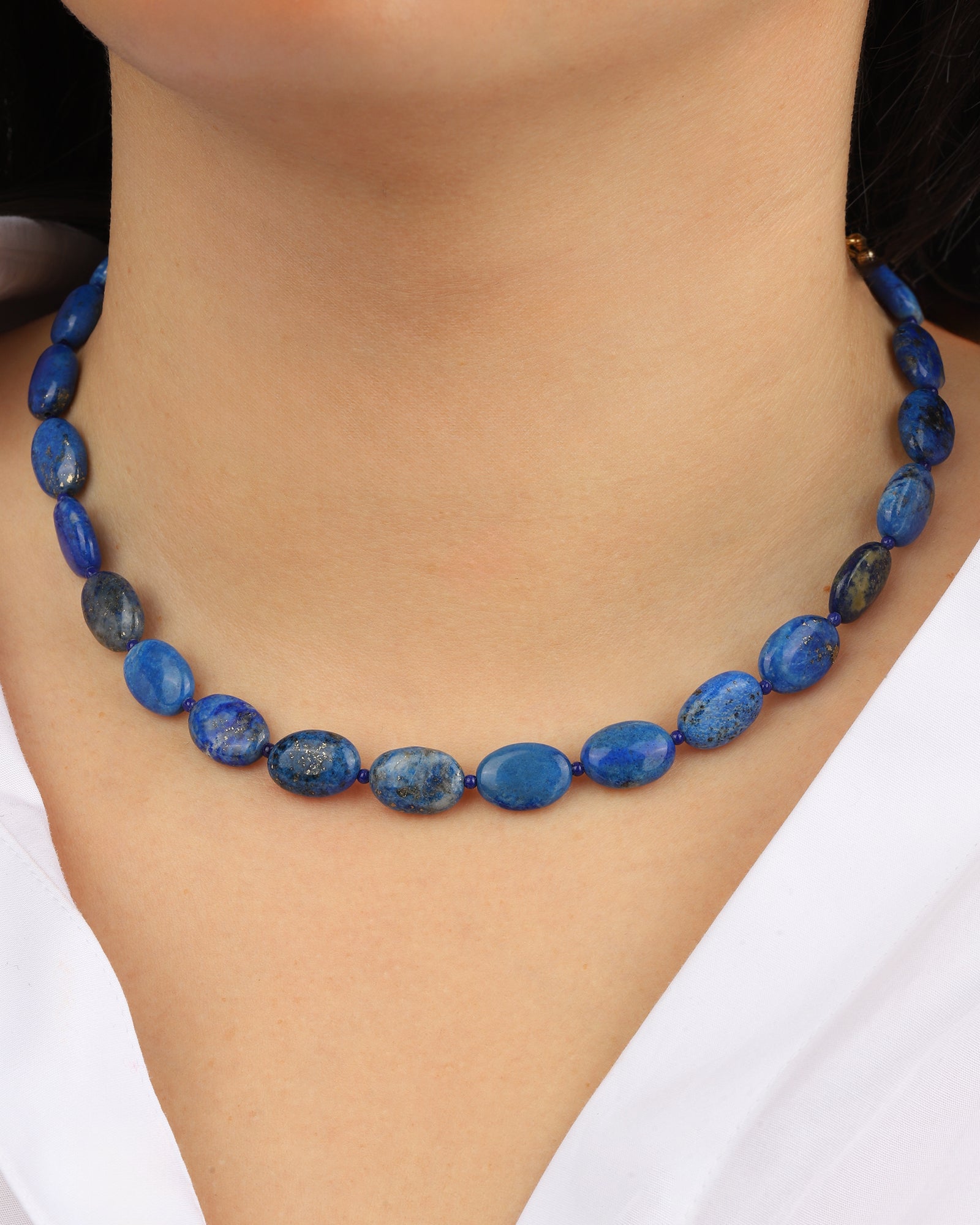 Lunita Luz-Petite Oval Beaded Necklace-Necklaces-Blue Ruby Jewellery-Vancouver Canada