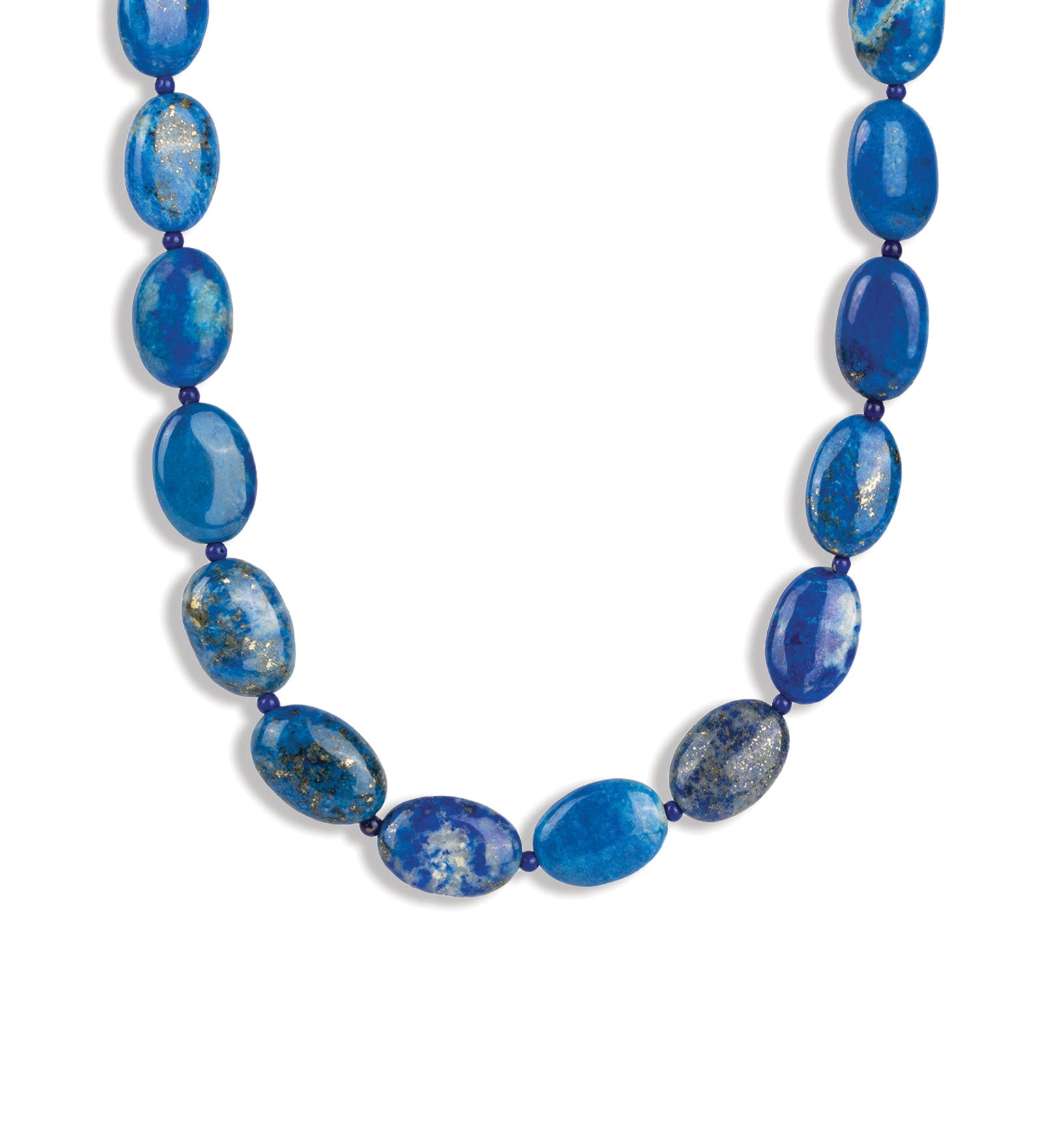 Lunita Luz-Petite Oval Beaded Necklace-Necklaces-Gold, Lapis-Blue Ruby Jewellery-Vancouver Canada