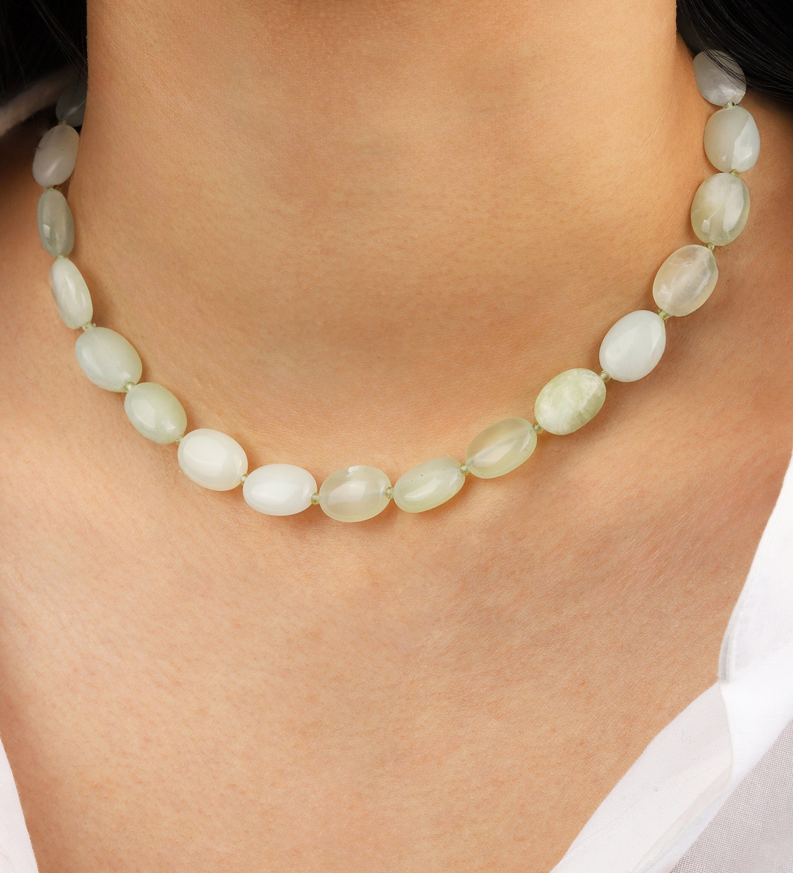 Lunita Luz-Petite Oval Beaded Necklace-Necklaces-Blue Ruby Jewellery-Vancouver Canada