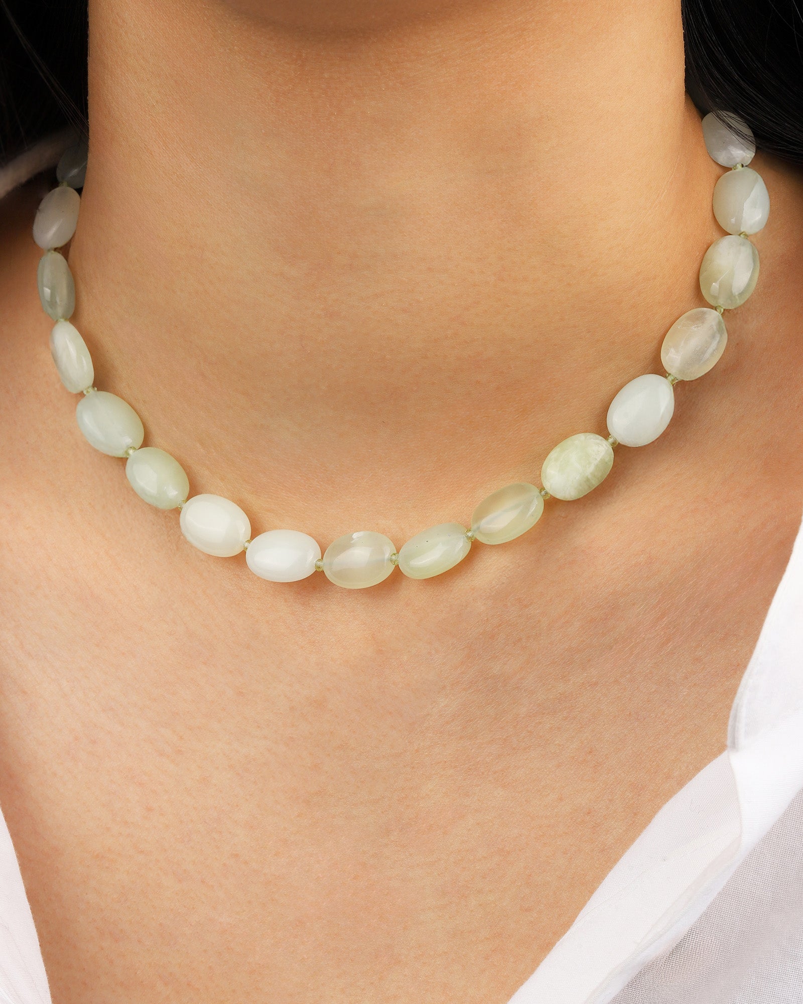 Lunita Luz-Petite Oval Beaded Necklace-Necklaces-Blue Ruby Jewellery-Vancouver Canada