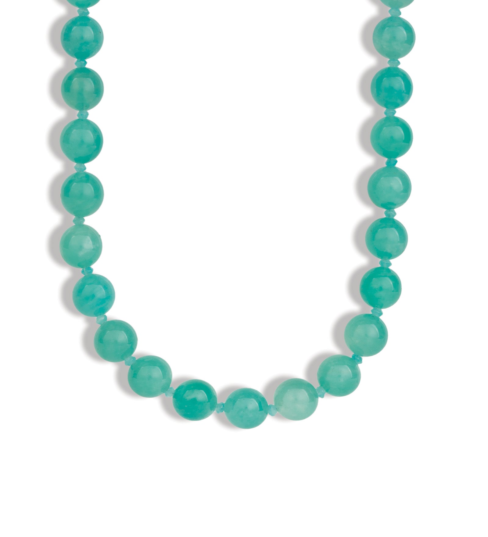 Lunita Luz-Mixed Shape Long Beaded Necklace | 10mm-Necklaces-Gold, Peru Amazonite, Seafoam Chalcedony-Blue Ruby Jewellery-Vancouver Canada