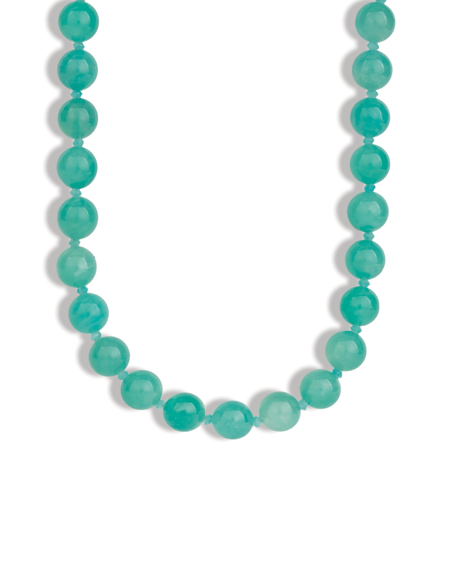 Lunita Luz-Mixed Shape Long Beaded Necklace | 10mm-Necklaces-Gold, Peru Amazonite, Seafoam Chalcedony-Blue Ruby Jewellery-Vancouver Canada