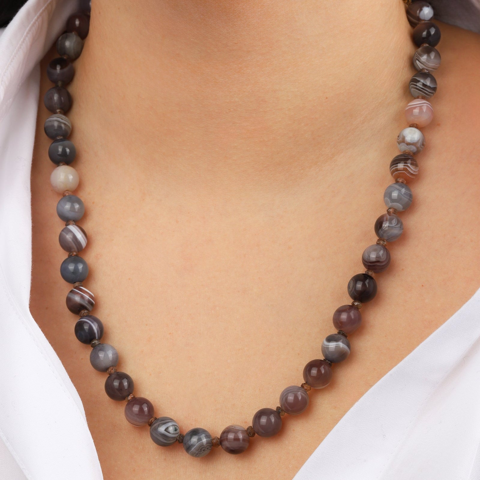 Lunita Luz-Mixed Shape Long Beaded Necklace | 10mm-Necklaces-Blue Ruby Jewellery-Vancouver Canada