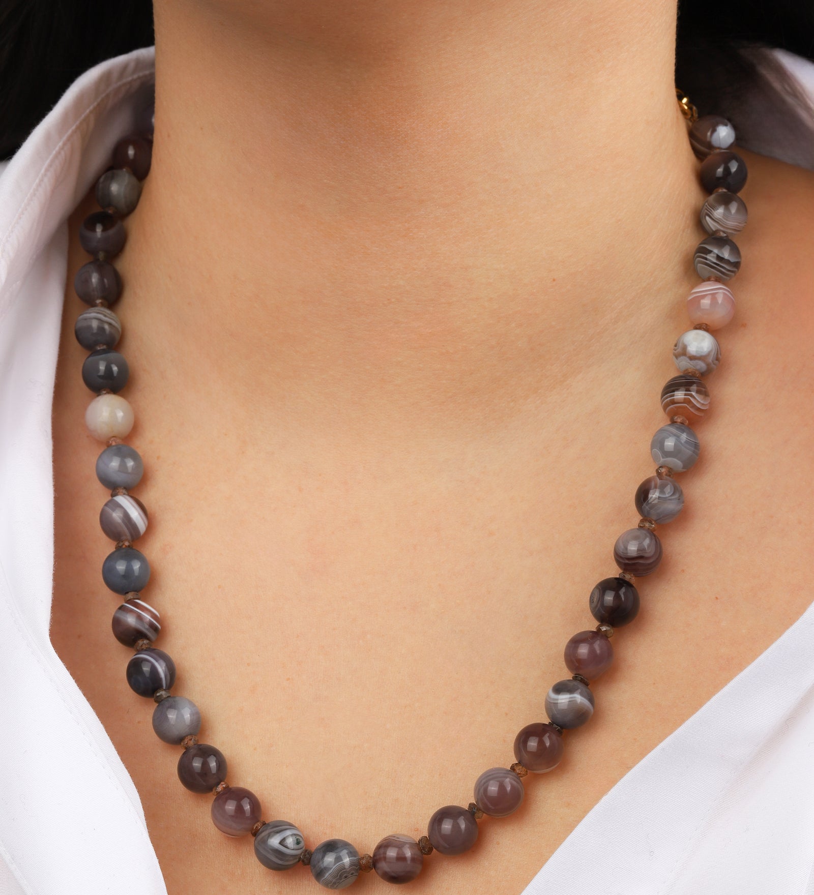 Lunita Luz-Mixed Shape Long Beaded Necklace | 10mm-Necklaces-Blue Ruby Jewellery-Vancouver Canada