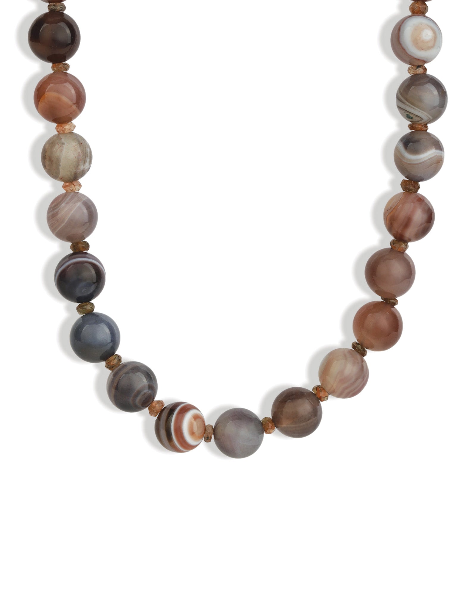Lunita Luz-Mixed Shape Long Beaded Necklace | 10mm-Necklaces-Gold, Botswana Agate, Andalusite-Blue Ruby Jewellery-Vancouver Canada