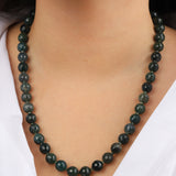 Lunita Luz-Moss Agate Long Faceted Beaded Necklace | 10mm-Necklaces-Blue Ruby Jewellery-Vancouver Canada