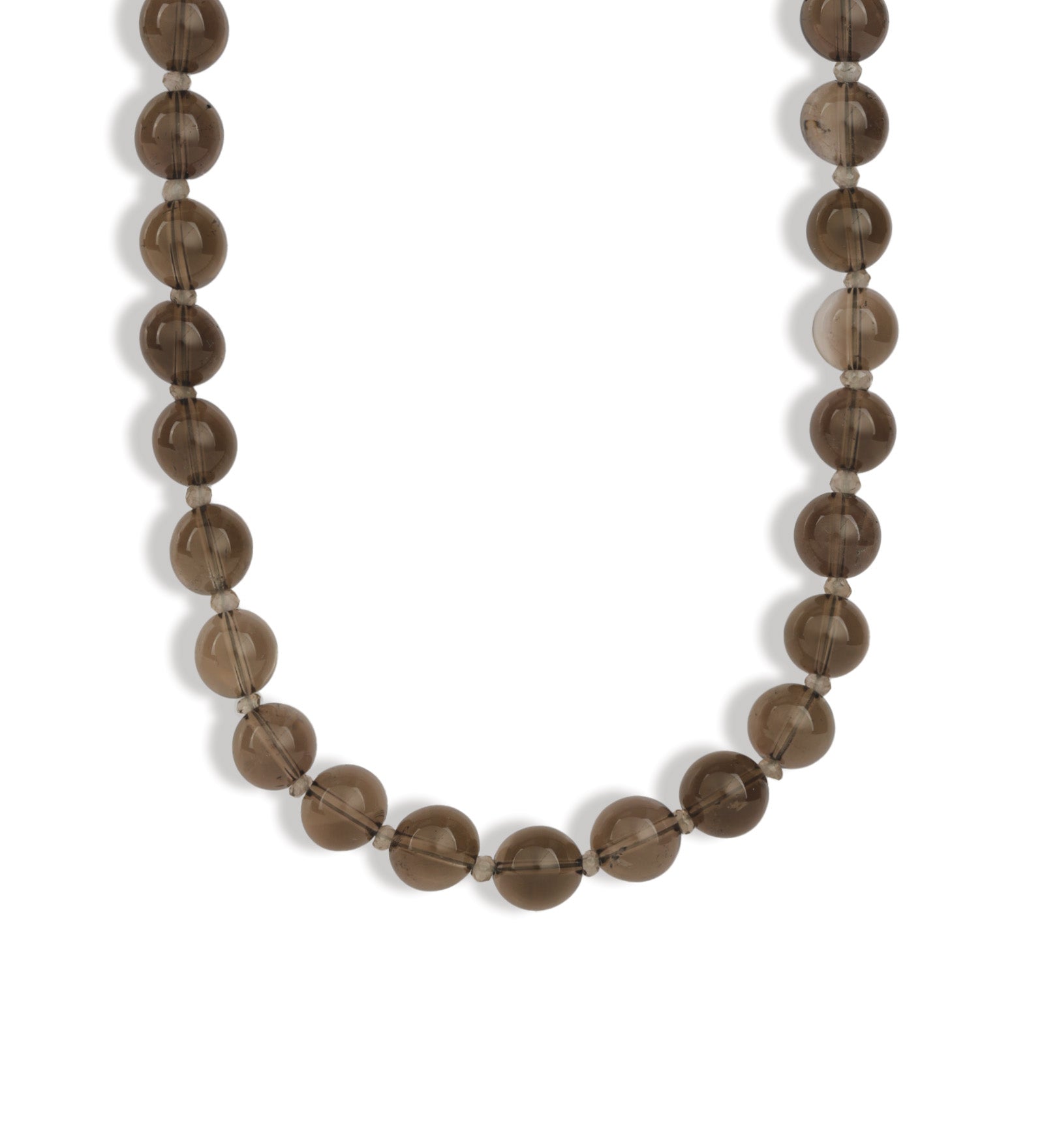 Lunita Luz-Mixed Shape Long Beaded Necklace | 10mm-Necklaces-Silver, Smoky Quartz-Blue Ruby Jewellery-Vancouver Canada