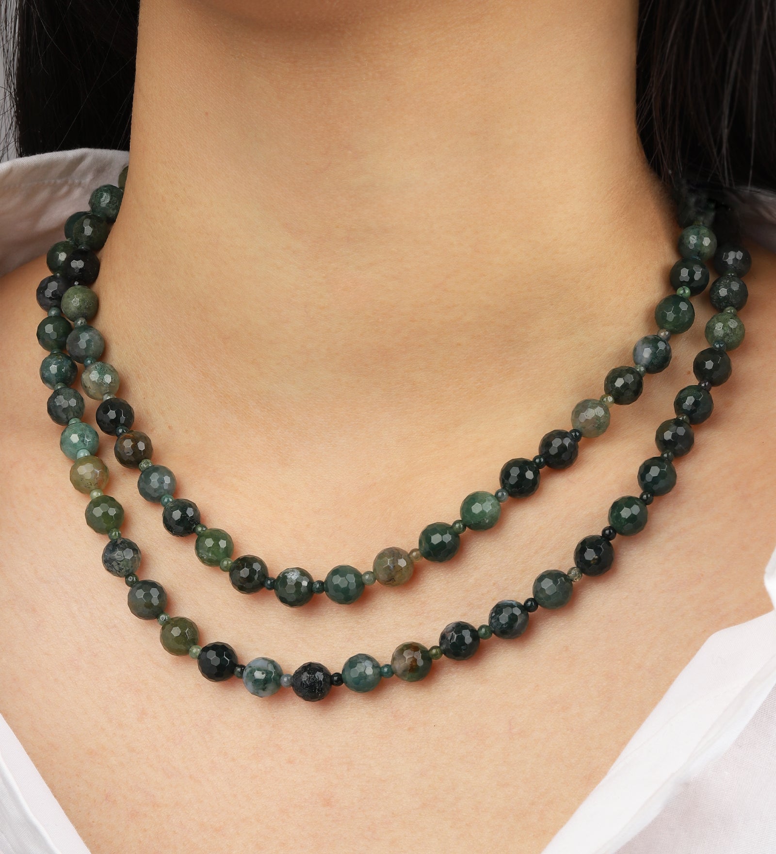 Lunita Luz-Faceted Mixed Shape Extra Long Beaded Necklace | 8mm-Necklaces-Blue Ruby Jewellery-Vancouver Canada