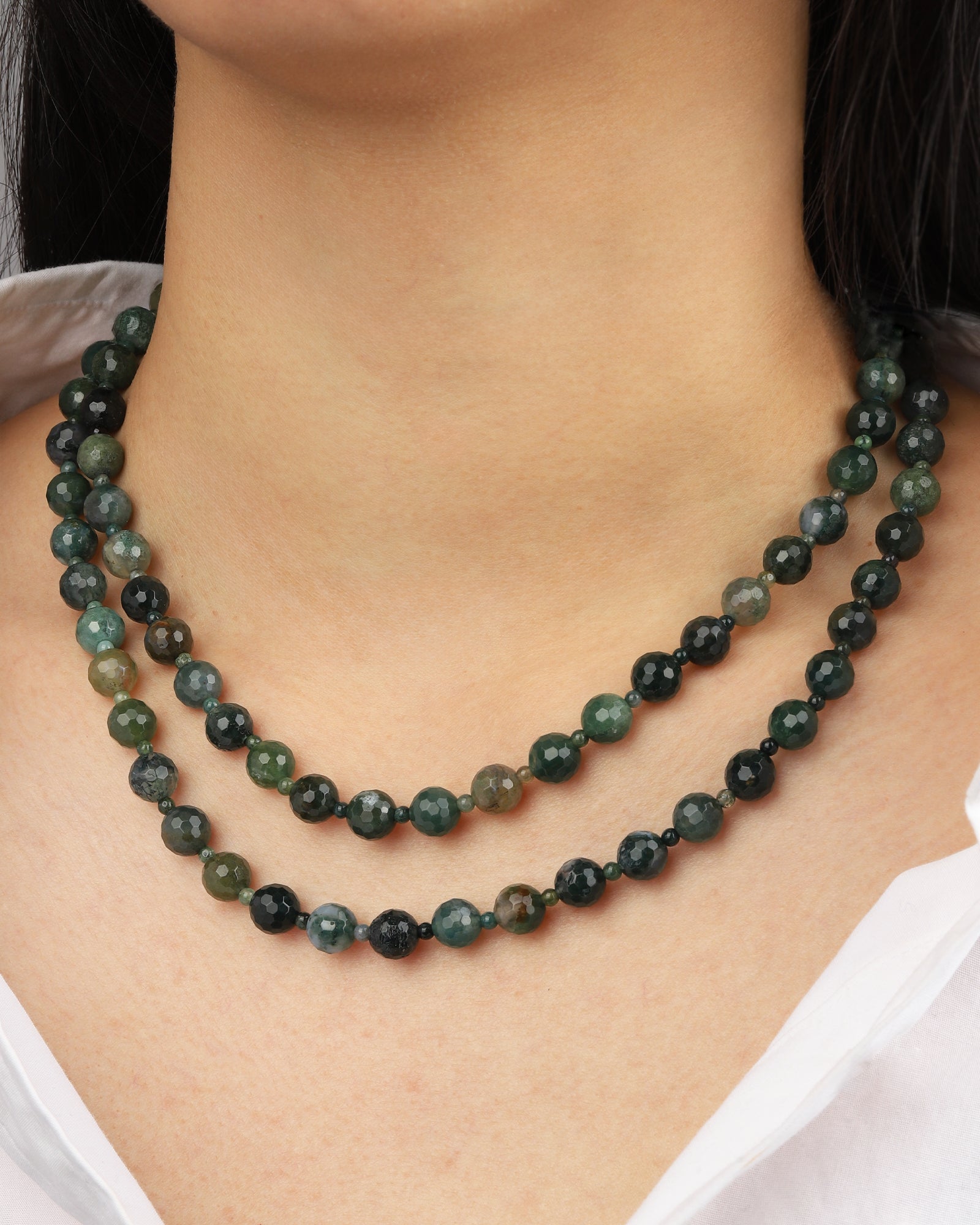 Lunita Luz-Faceted Mixed Shape Extra Long Beaded Necklace | 8mm-Necklaces-Blue Ruby Jewellery-Vancouver Canada