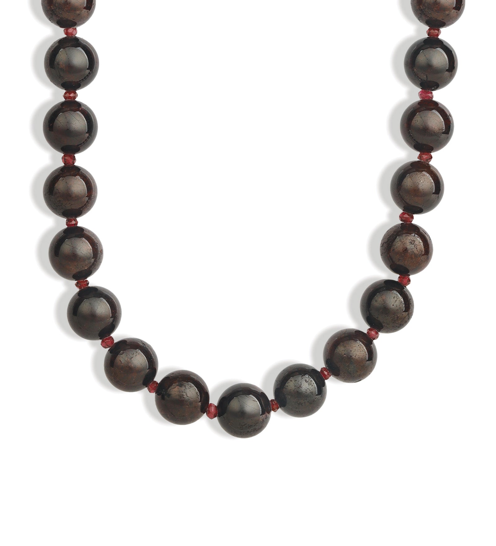 Lunita Luz-Mixed Shape Beaded Necklace | 10mm-Necklaces-Gold, Red Garnet, Garnet-Blue Ruby Jewellery-Vancouver Canada