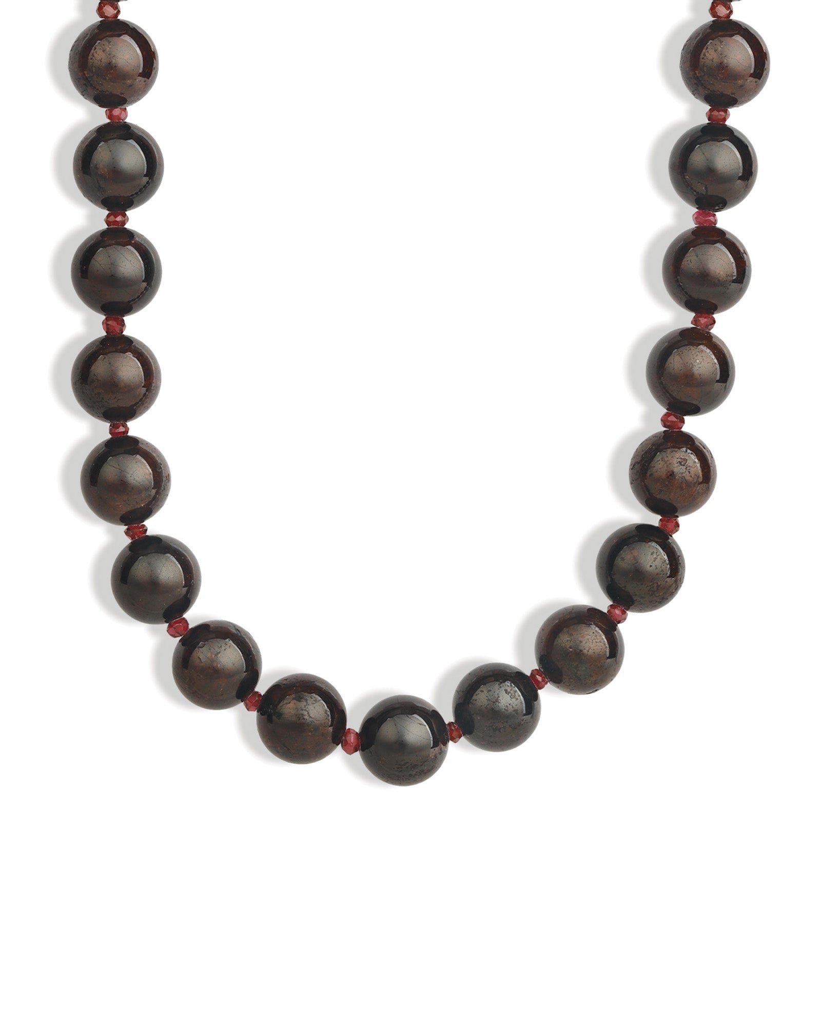 Lunita Luz-Mixed Shape Beaded Necklace | 10mm-Necklaces-Gold, Red Garnet, Garnet-Blue Ruby Jewellery-Vancouver Canada