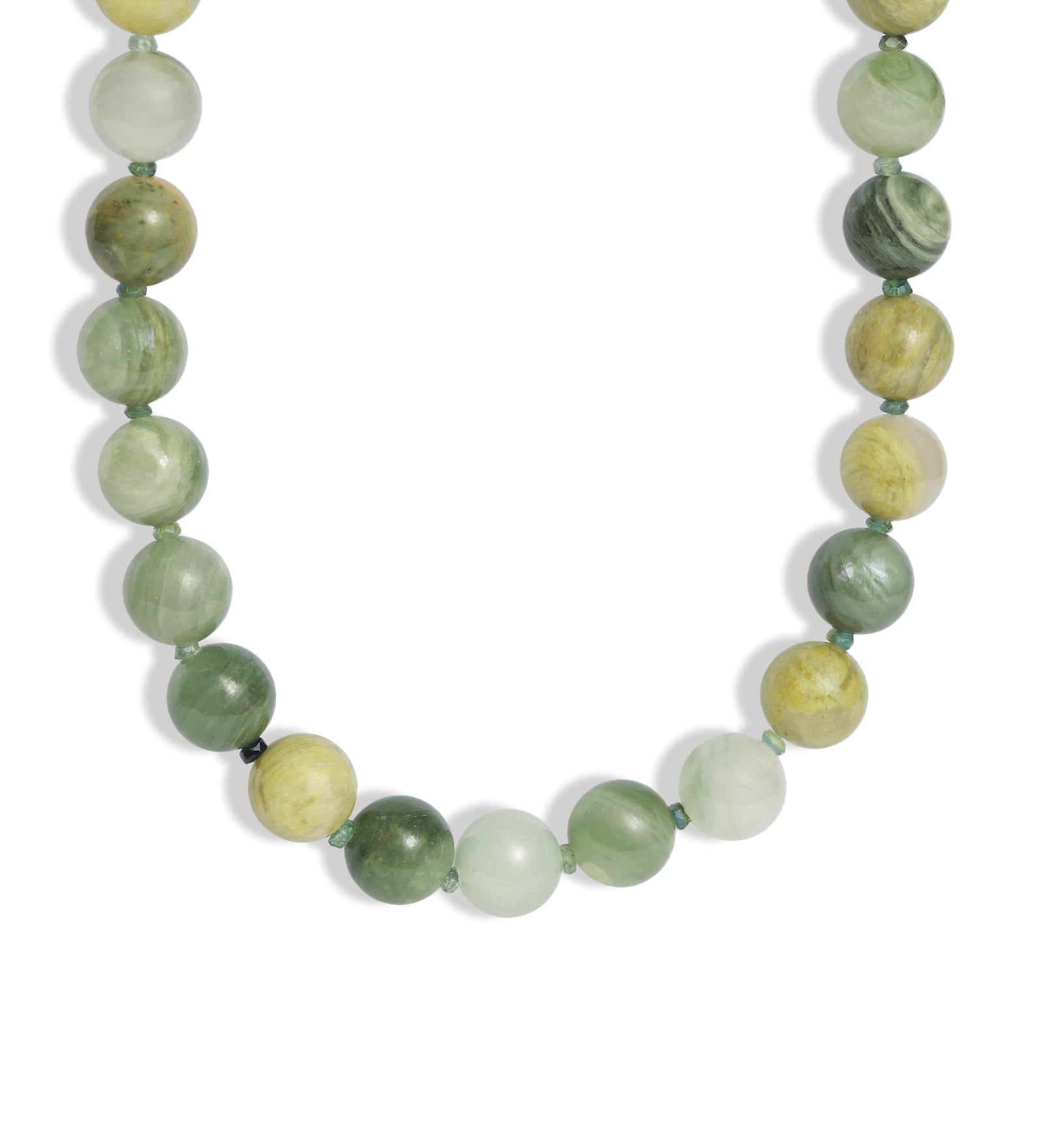 Lunita Luz-Mixed Shape Beaded Necklace | 10mm-Necklaces-Silver, Rutilated Light Moss Agate, Moss Agate-Blue Ruby Jewellery-Vancouver Canada