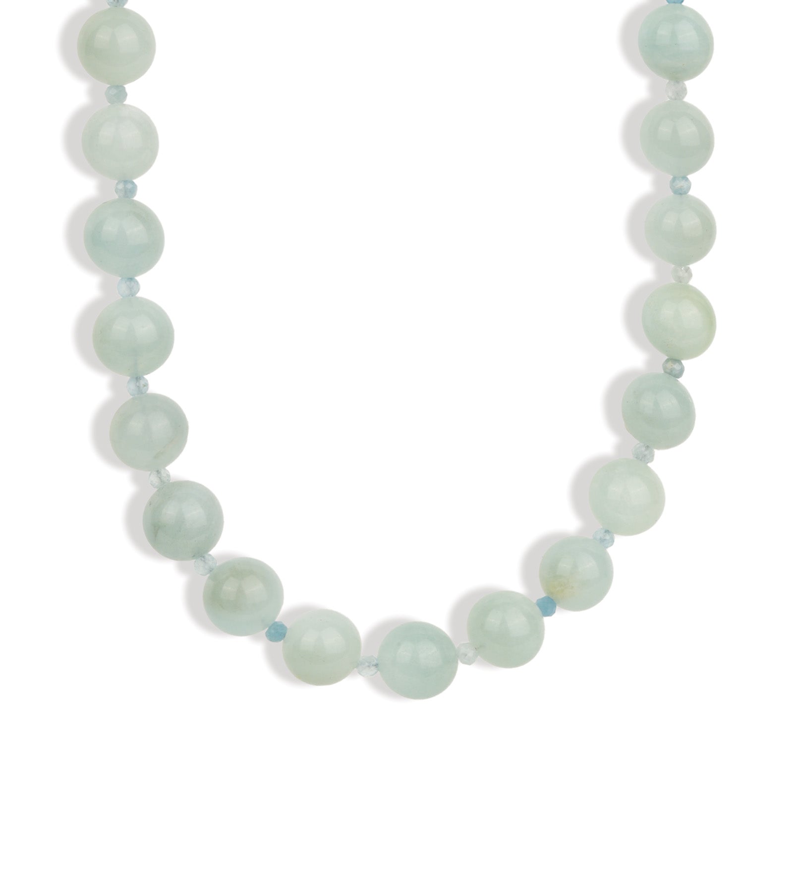 Lunita Luz-Mixed Shape Beaded Necklace | 10mm-Necklaces-Silver, Aquamarine-Blue Ruby Jewellery-Vancouver Canada