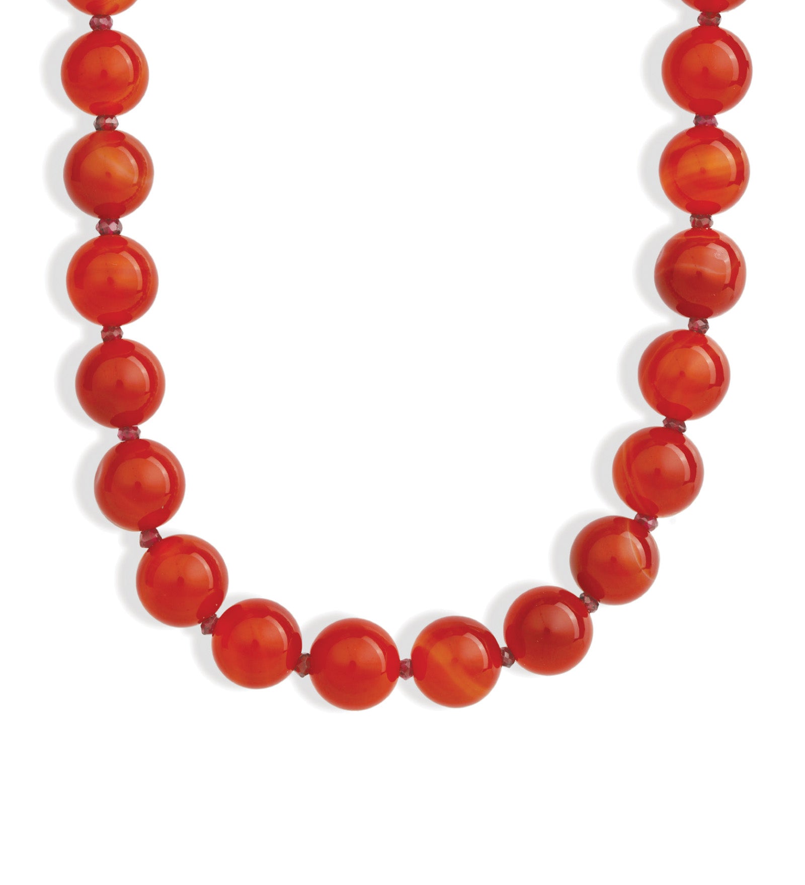 Lunita Luz-Mixed Shape Beaded Necklace | 10mm-Necklaces-Gold, Red Striped Agate, Garnet-Blue Ruby Jewellery-Vancouver Canada