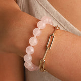 Lunita Luz-Rose Quartz Beaded Bracelet | 10mm-Bracelets-Blue Ruby Jewellery-Vancouver Canada
