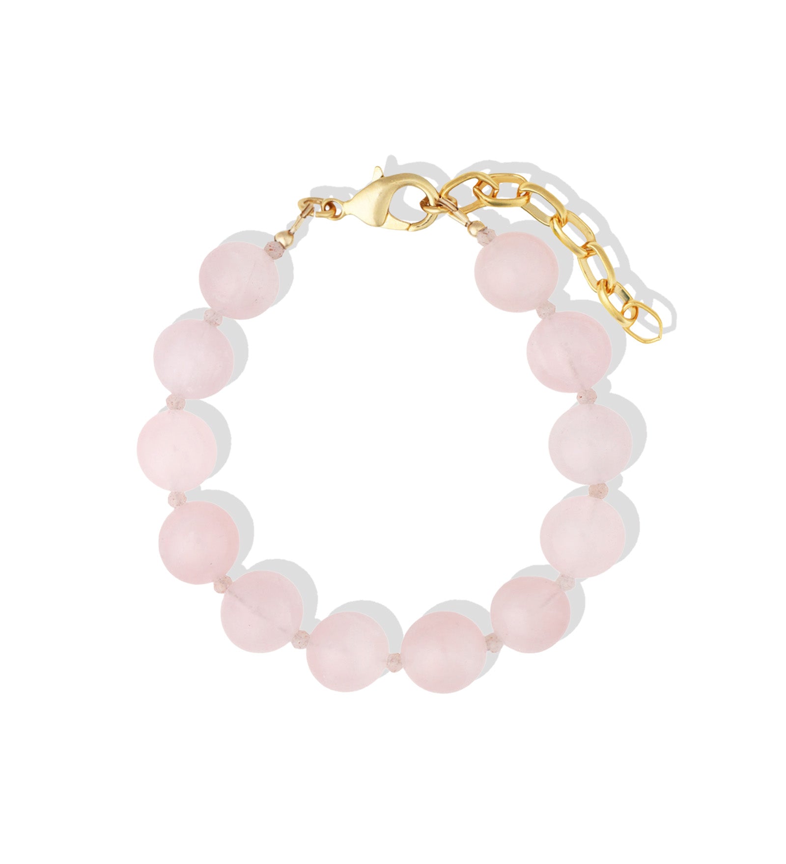 Lunita Luz-Rose Quartz Beaded Bracelet | 10mm-Bracelets-14k Gold Plated, Rose Quartz, Peach Moonstone-Blue Ruby Jewellery-Vancouver Canada