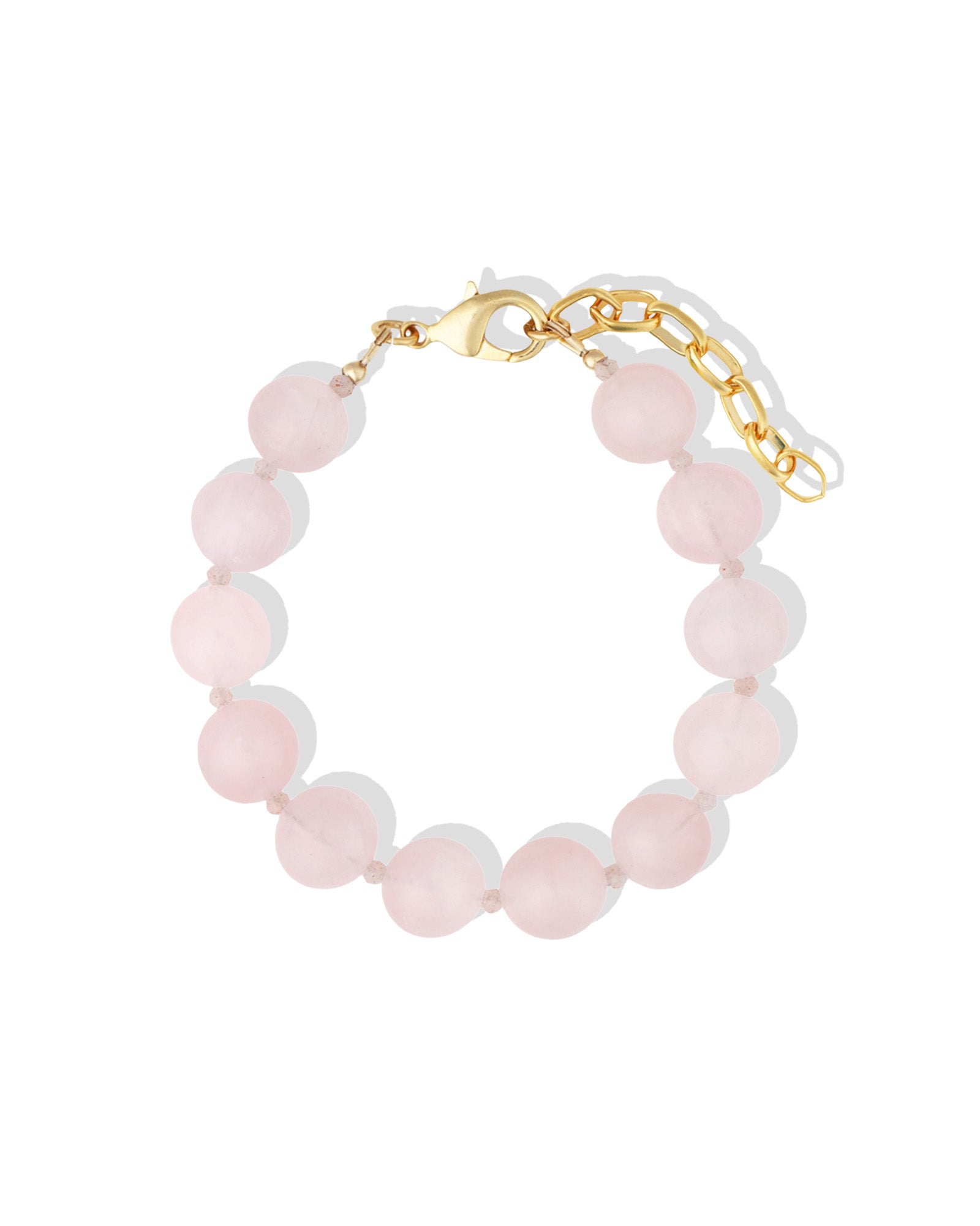 Lunita Luz-Rose Quartz Beaded Bracelet | 10mm-Bracelets-14k Gold Plated, Rose Quartz, Peach Moonstone-Blue Ruby Jewellery-Vancouver Canada