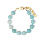 Blue Amazonite Beaded Bracelet |10mm 14k Gold Plated, Amazonite