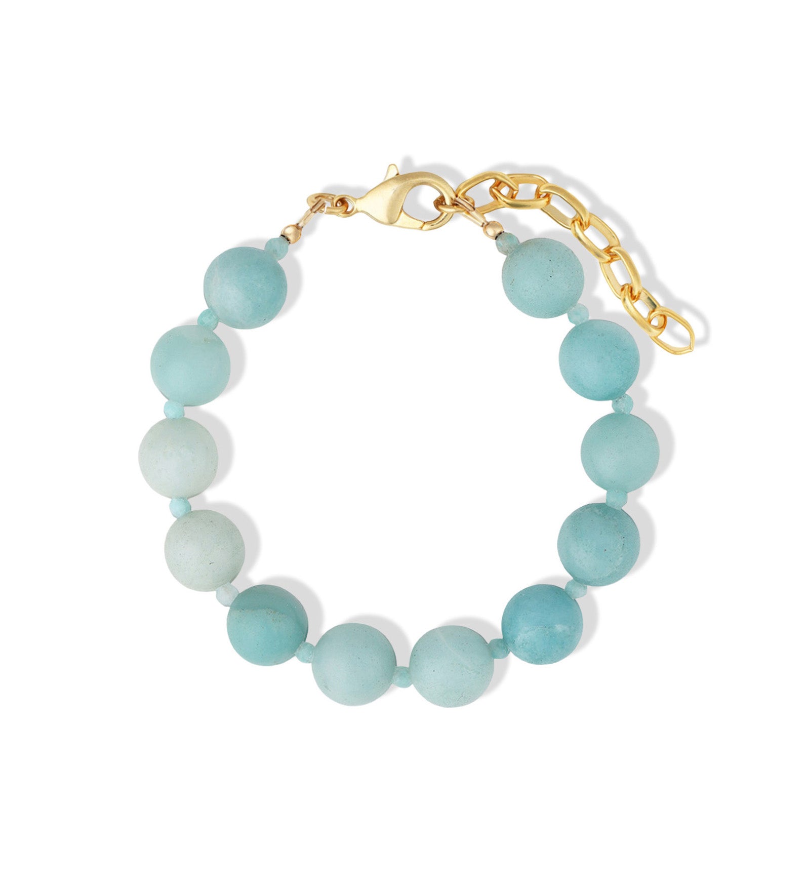 Blue Amazonite Beaded Bracelet |10mm 14k Gold Plated, Amazonite