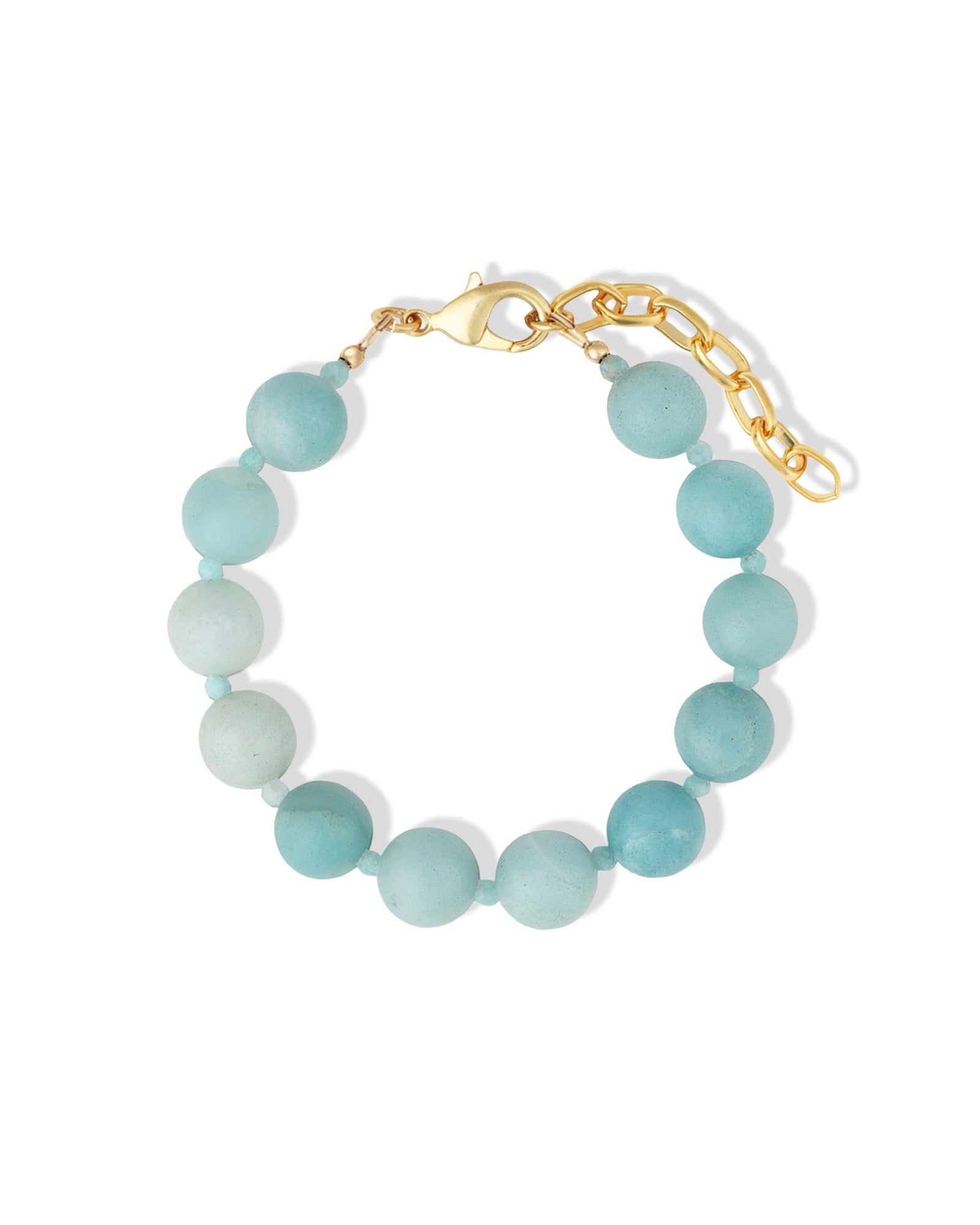 Blue Amazonite Beaded Bracelet |10mm 14k Gold Plated, Amazonite