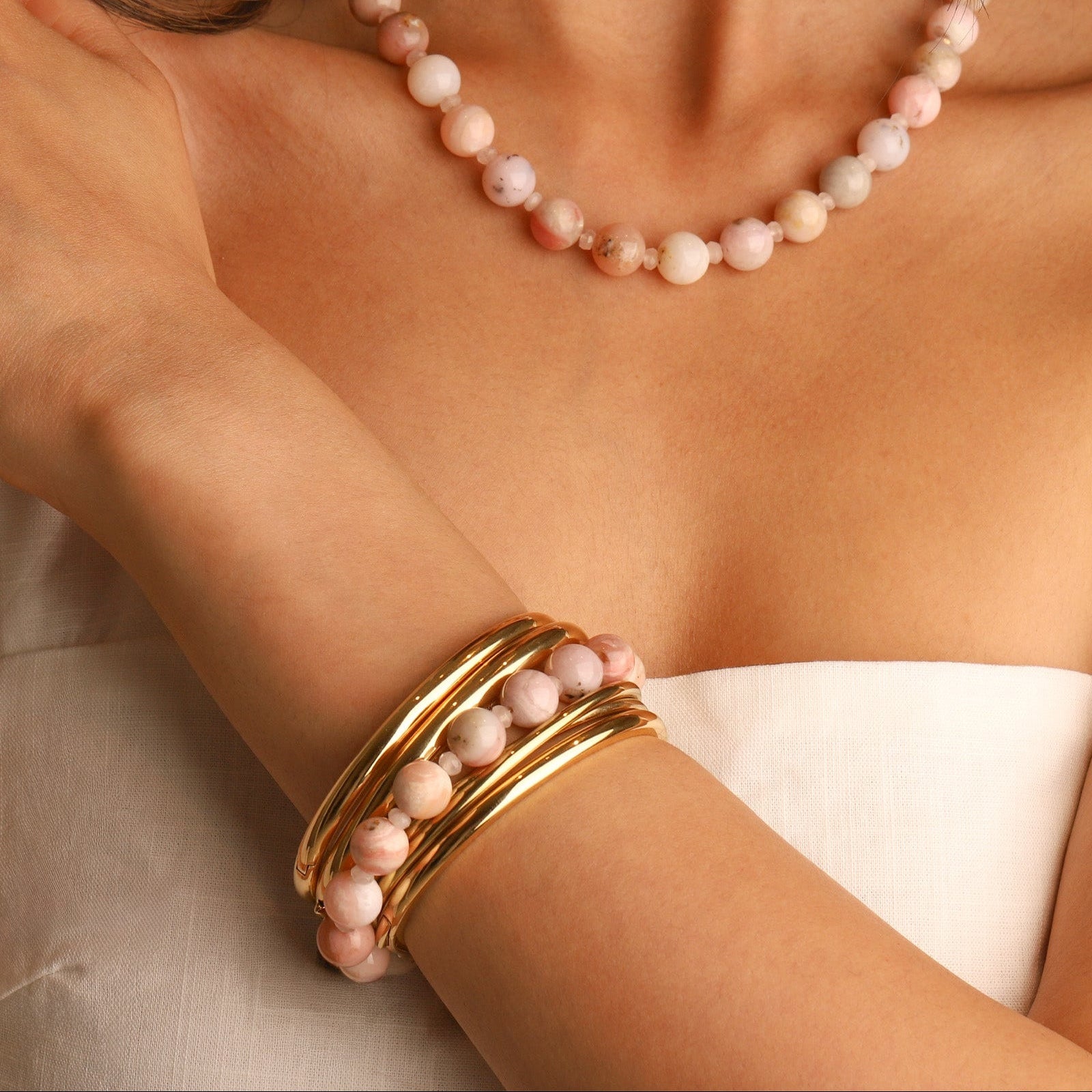 Lunita Luz-Peruvian Opal Beaded Bracelet | 10mm-Bracelets-Blue Ruby Jewellery-Vancouver Canada
