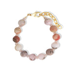 Peruvian Opal & Rose Quartz Beaded Bracelet | 10mm 14k Gold Plated, Peruvian Opal, Rose Quartz