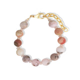 Peruvian Opal & Rose Quartz Beaded Bracelet | 10mm 14k Gold Plated, Peruvian Opal, Rose Quartz