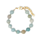 Amazonite Beaded Bracelet | 10mm 14k Gold Plated, Amazonite
