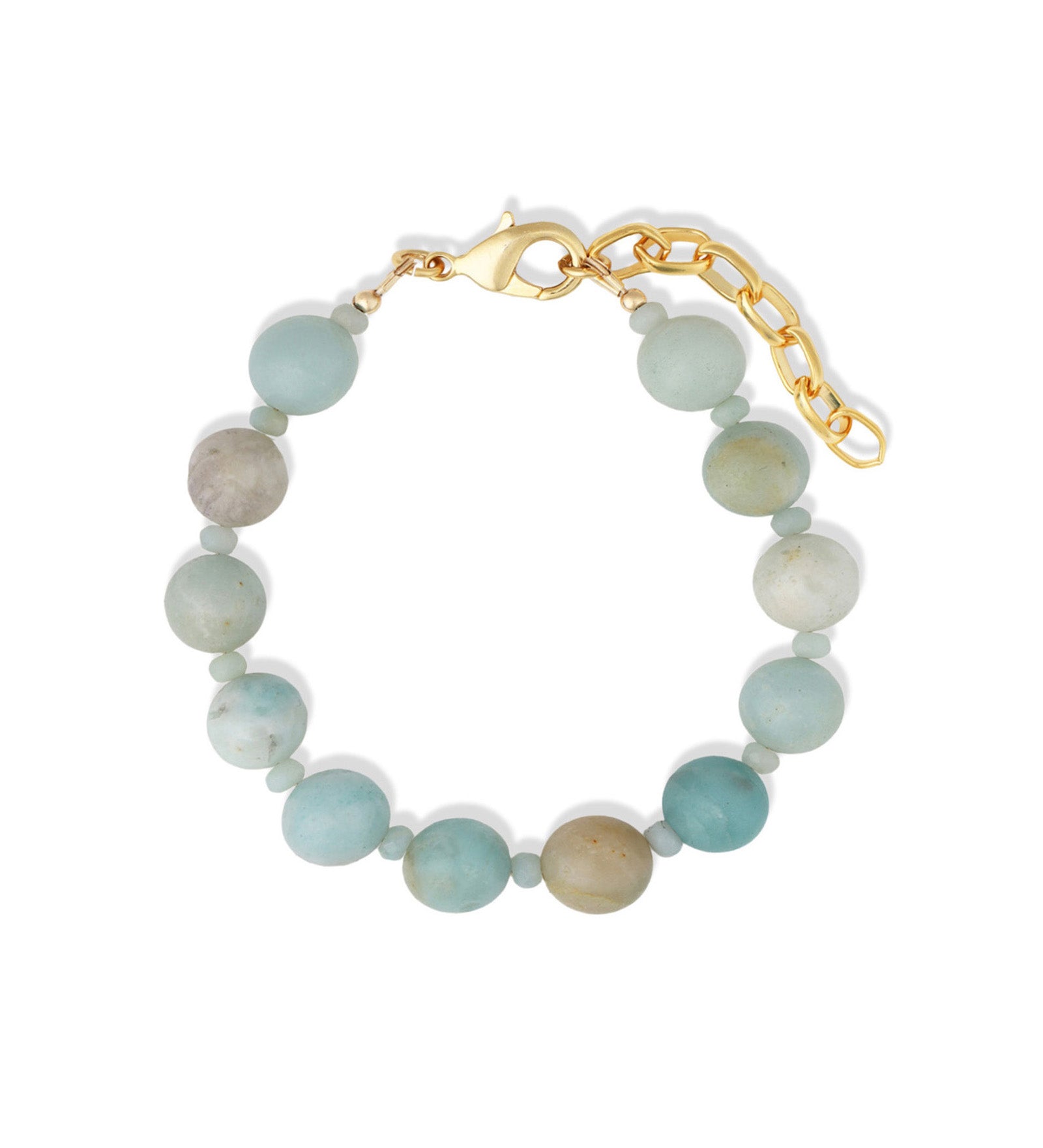 Amazonite Beaded Bracelet | 10mm 14k Gold Plated, Amazonite