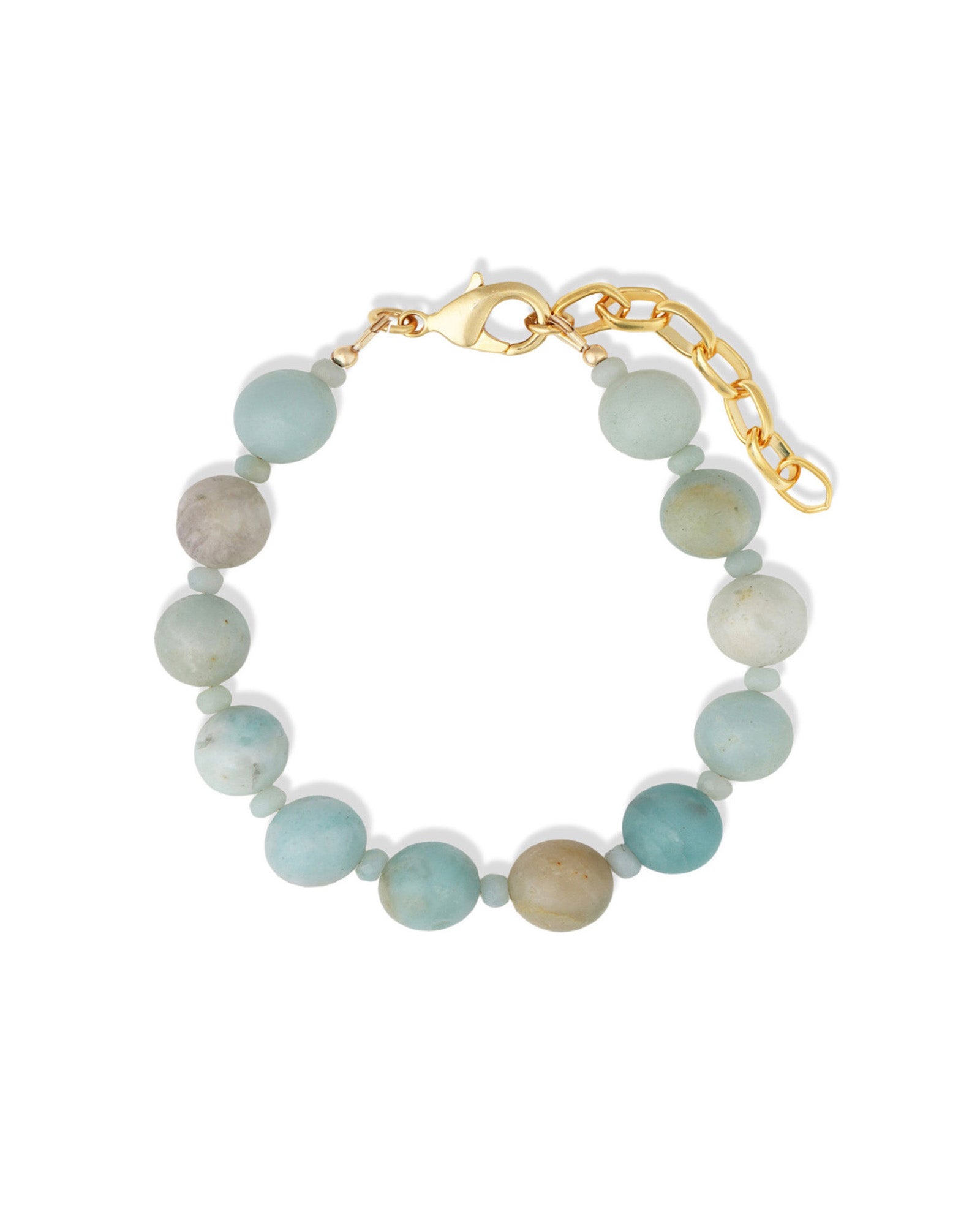Amazonite Beaded Bracelet | 10mm 14k Gold Plated, Amazonite