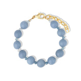 Angelite & Aquamarine Beaded Bracelet | 10mm 14k Gold Plated, Angelite, Aquamarine