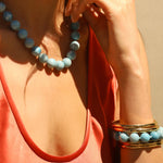 Lunita Luz-Larimar Beaded Bracelet | 12mm-Bracelets-Blue Ruby Jewellery-Vancouver Canada