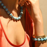 Lunita Luz-Larimar Beaded Bracelet | 12mm-Bracelets-Blue Ruby Jewellery-Vancouver Canada