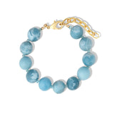 Larimar & Apatite Beaded Bracelet | 12mm 14k Gold Plated, Larimar, Apatite