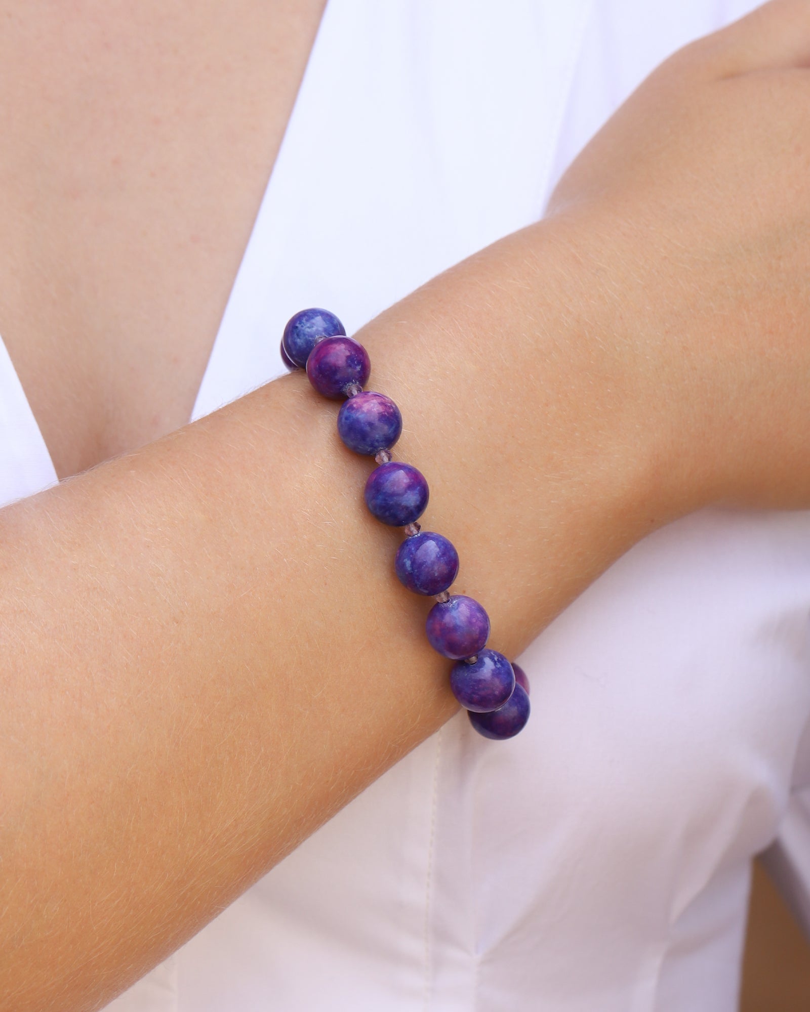 Lunita Luz-Sugilite Beaded Bracelet | 12mm-Bracelets-Blue Ruby Jewellery-Vancouver Canada