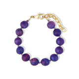 Sugalite & Amethyst Beaded Bracelet | 12mm 14k Gold Plated, Sugalite, Amethyst