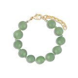 Green Aventurine & Moss Aquamarine Beaded Bracelet | 12mm 14k Gold Plated, Green Aventurine, Moss Aquamarine