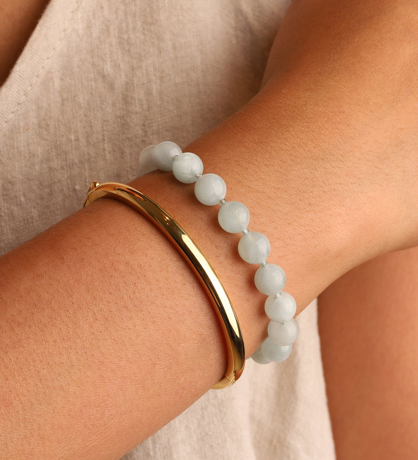 Lunita Luz-Aquamarine Beaded Bracelet | 8mm-Bracelets-Blue Ruby Jewellery-Vancouver Canada
