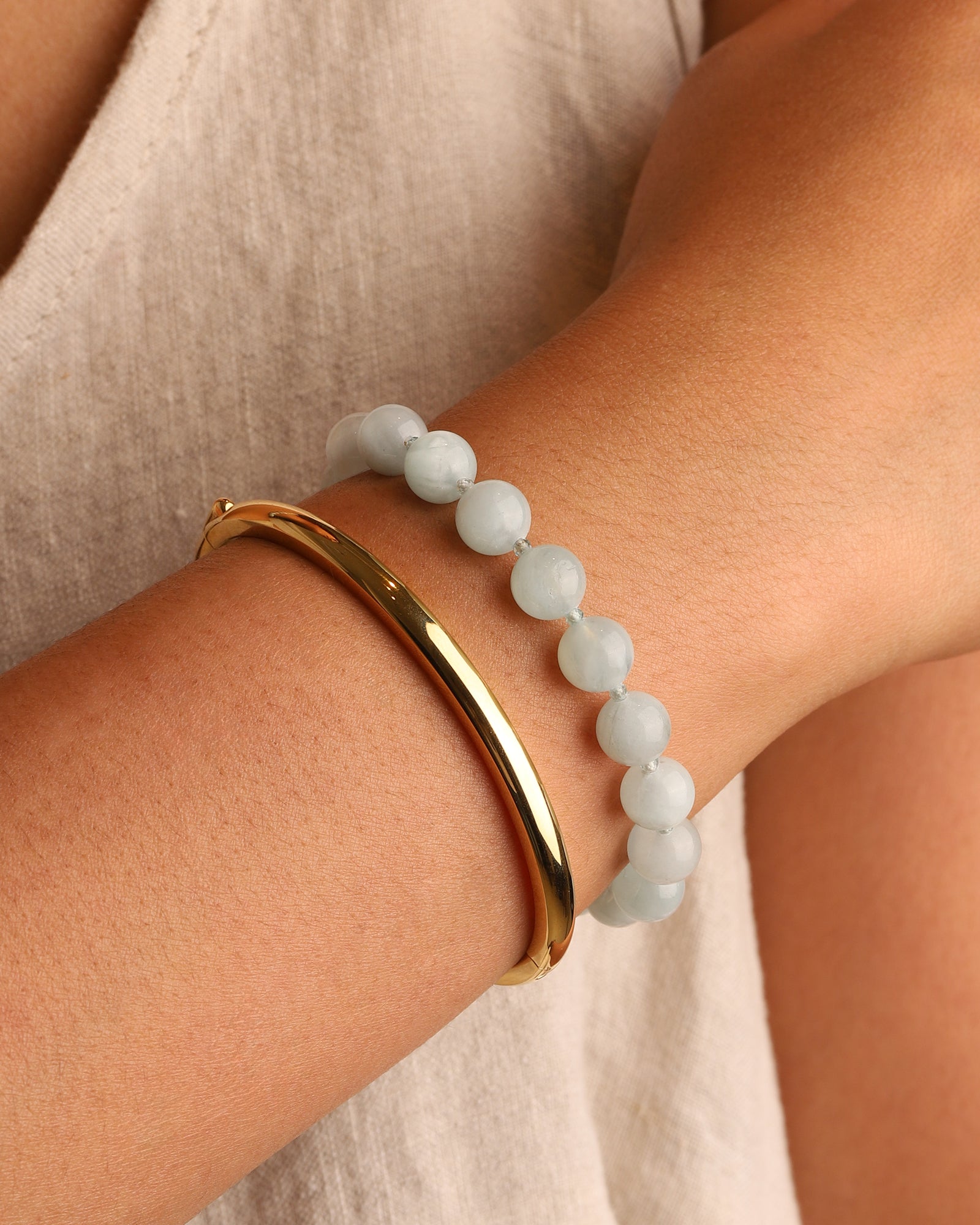 Lunita Luz-Aquamarine Beaded Bracelet | 8mm-Bracelets-Blue Ruby Jewellery-Vancouver Canada