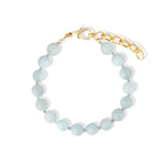 Aquamarine & Apatite Beaded Bracelet | 8mm 14k Gold Plated, Aquamarine, Apatite