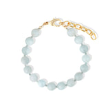 Aquamarine & Apatite Beaded Bracelet | 8mm 14k Gold Plated, Aquamarine, Apatite