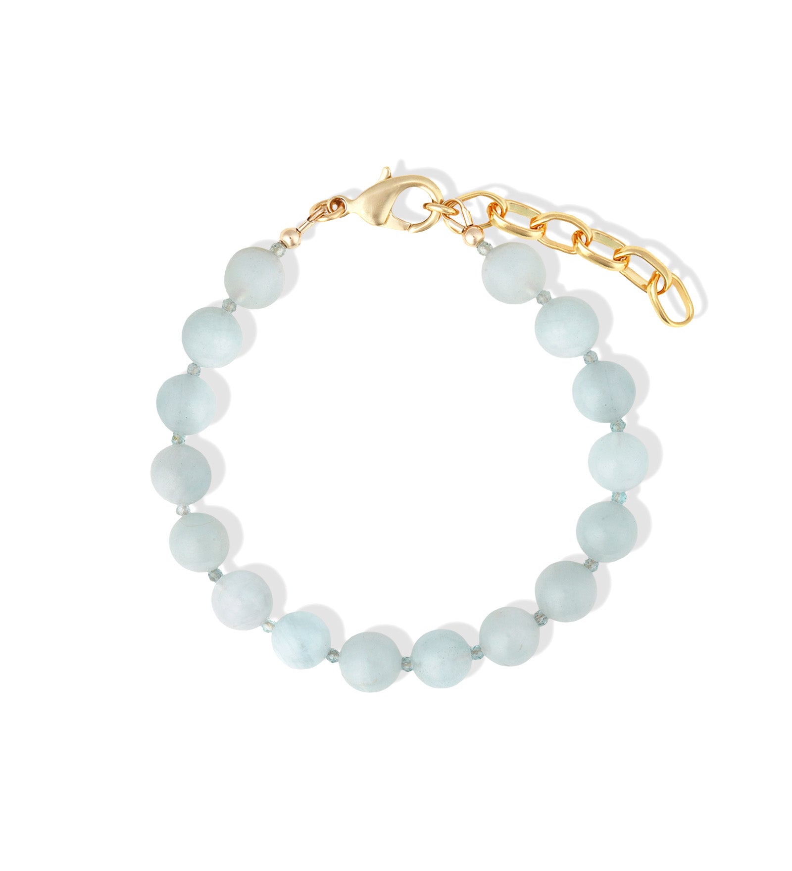 Aquamarine & Apatite Beaded Bracelet | 8mm 14k Gold Plated, Aquamarine, Apatite