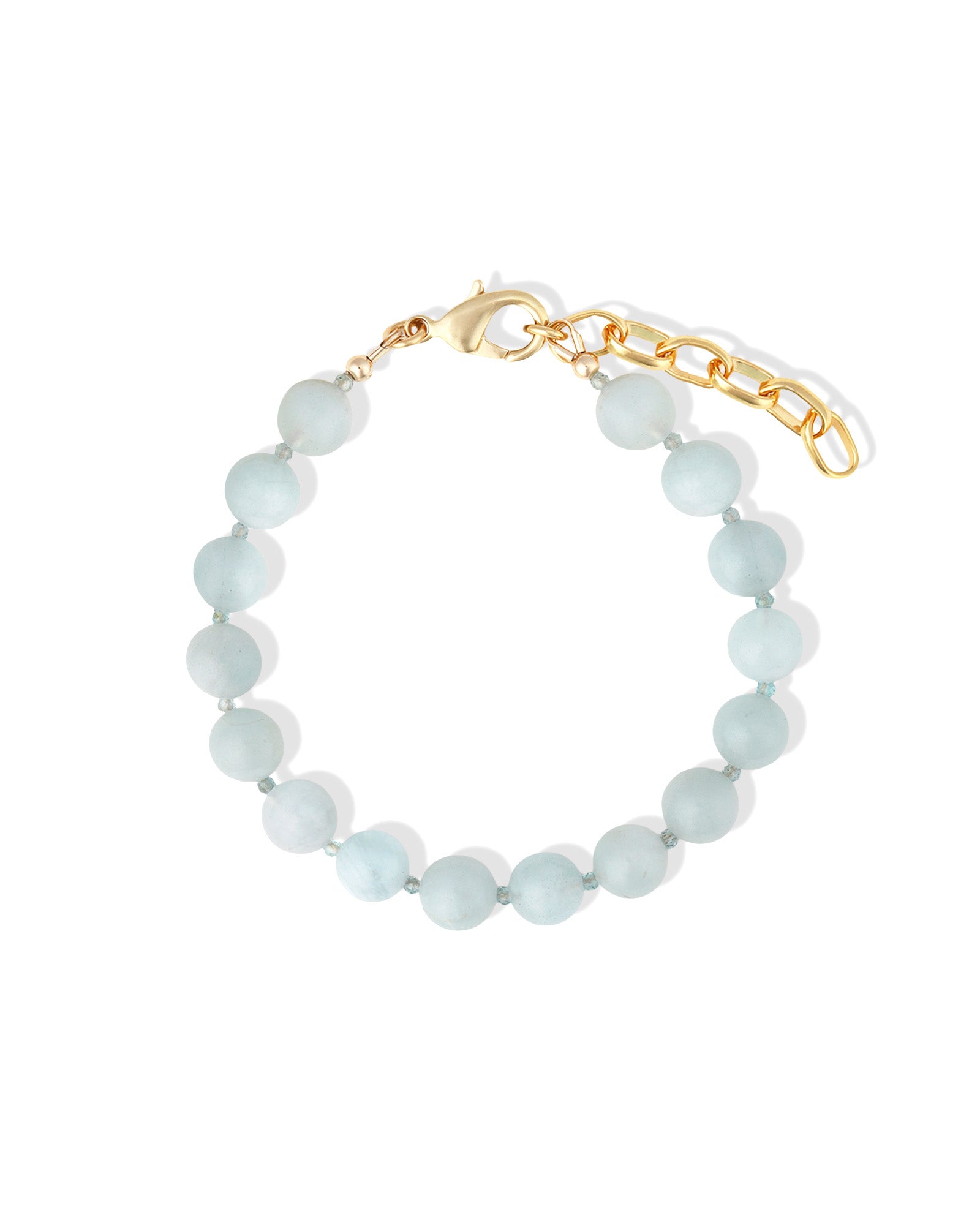 Aquamarine & Apatite Beaded Bracelet | 8mm 14k Gold Plated, Aquamarine, Apatite