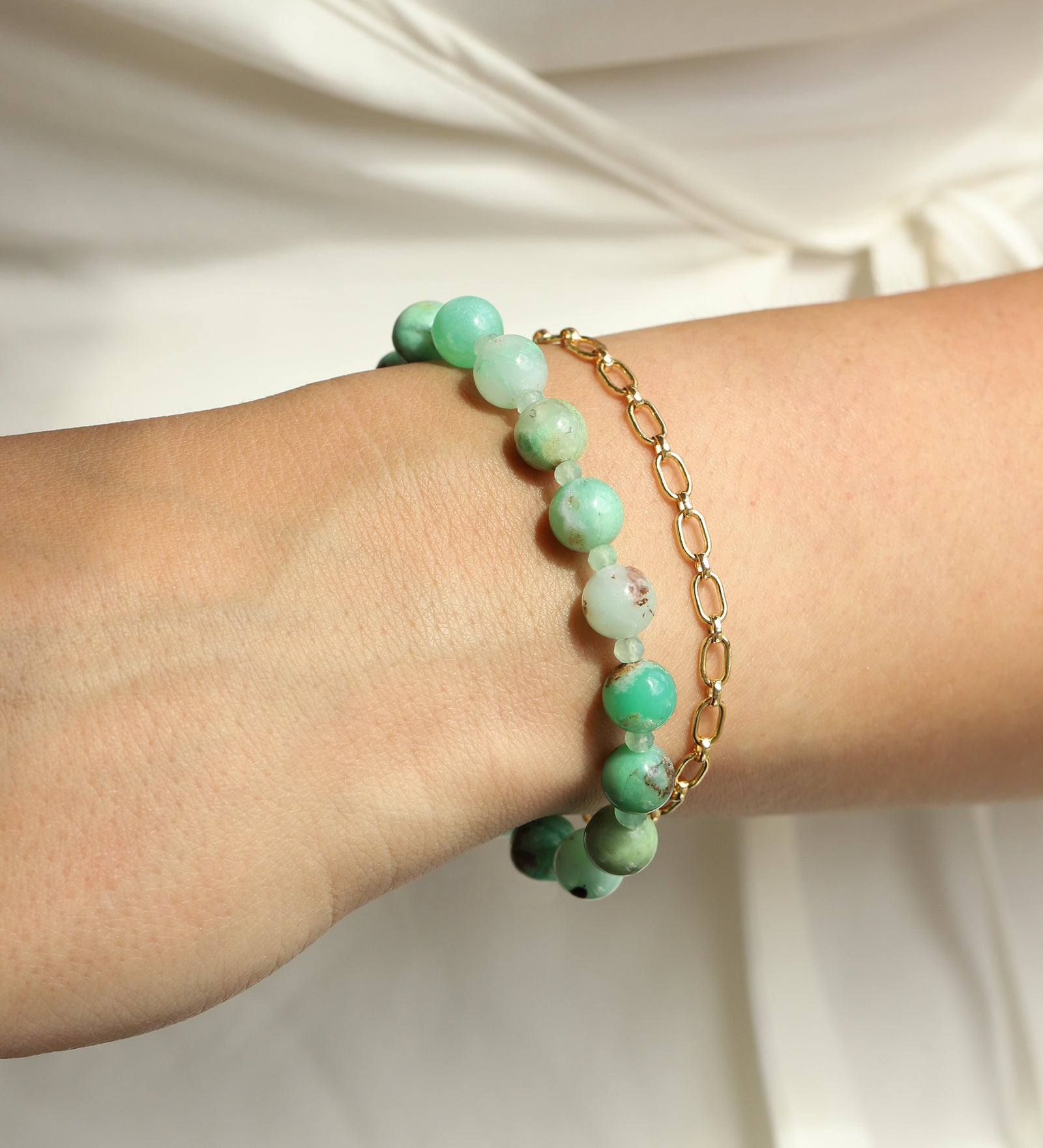 Lunita Luz-Chrysoprase Beaded Bracelet | 8mm-Bracelets-Blue Ruby Jewellery-Vancouver Canada