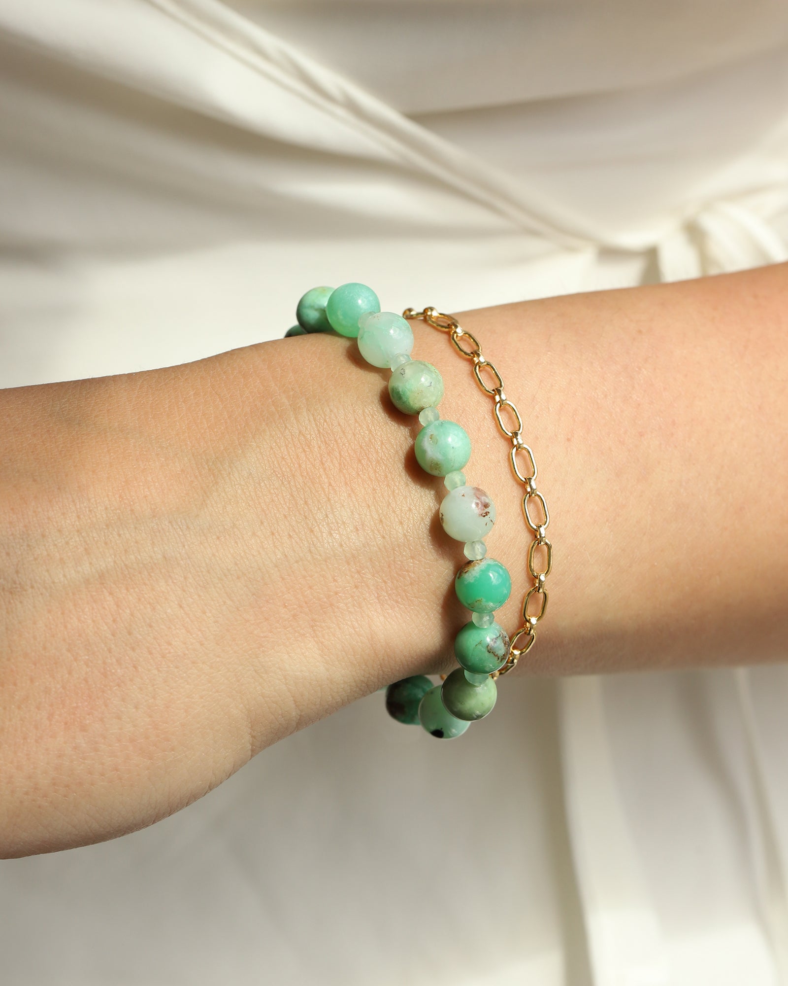Lunita Luz-Chrysoprase Beaded Bracelet | 8mm-Bracelets-Blue Ruby Jewellery-Vancouver Canada