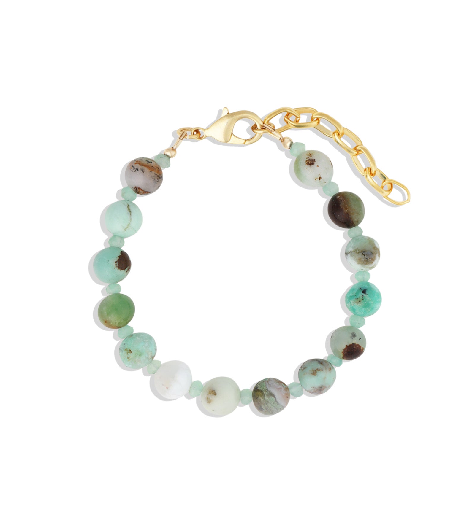 Chrysoprase Beaded Bracelet | 8mm 14k Gold Plated, Chrysoprase