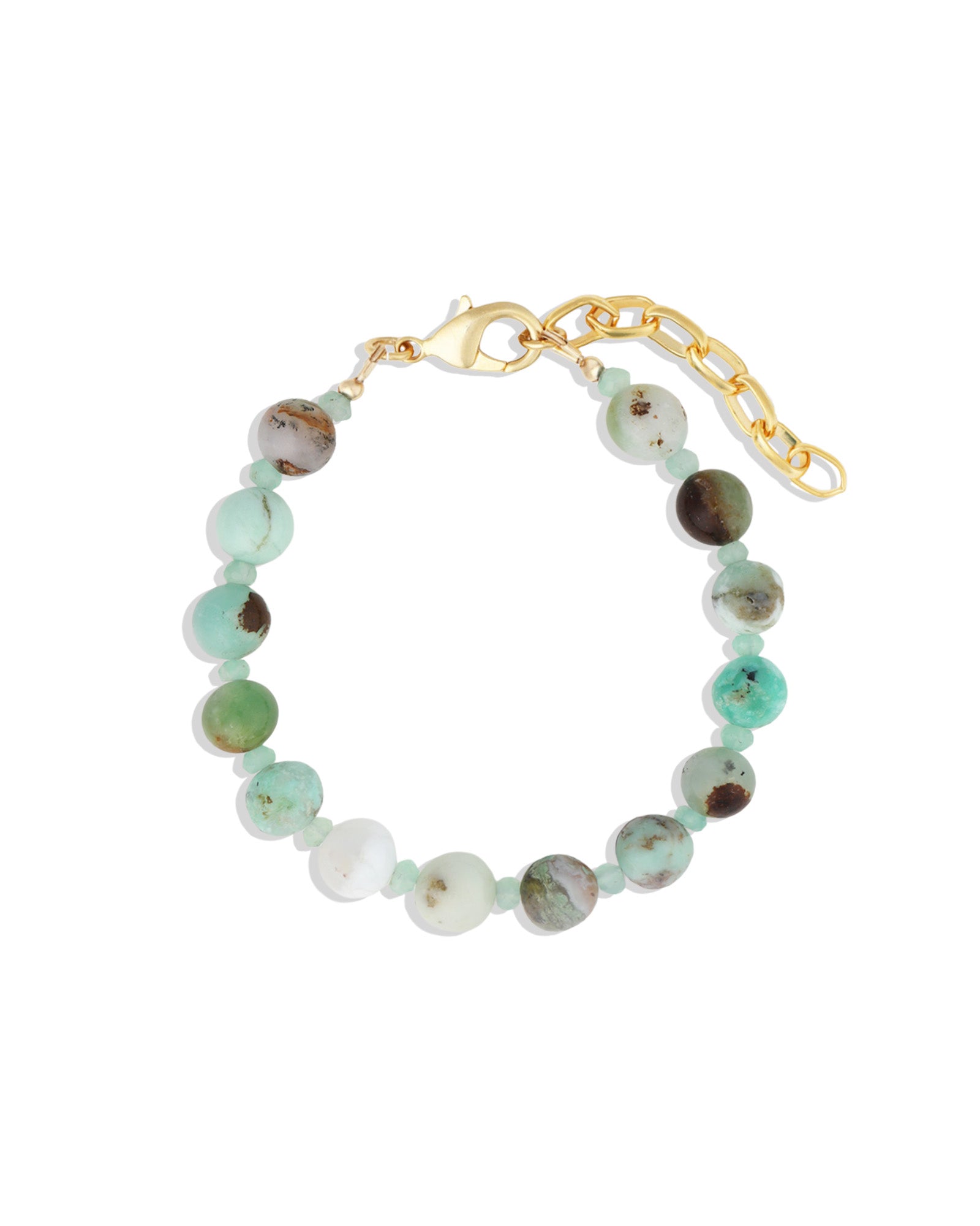 Chrysoprase Beaded Bracelet | 8mm 14k Gold Plated, Chrysoprase