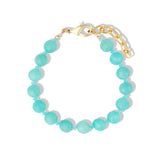 Peruvian Amazonite & Chalcedony Beaded Bracelet | 8mm 14k Gold Plated, Peru Amazonite, Chalcedony